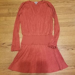 Long sleeve copper red dress